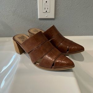 Beast Brown Cognac Heeled Mules / Stephanie Mule